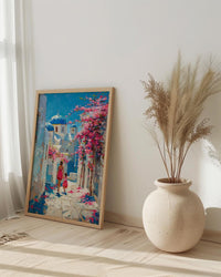 Santorini Greece Print, Mothers Day Gift From Daughter, Blue Dome Wall Art, Mother Daughter Poster, Shipped Wall Art