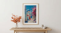 Santorini Greece Print, Mothers Day Gift From Daughter, Blue Dome Wall Art, Mother Daughter Poster, Shipped Wall Art