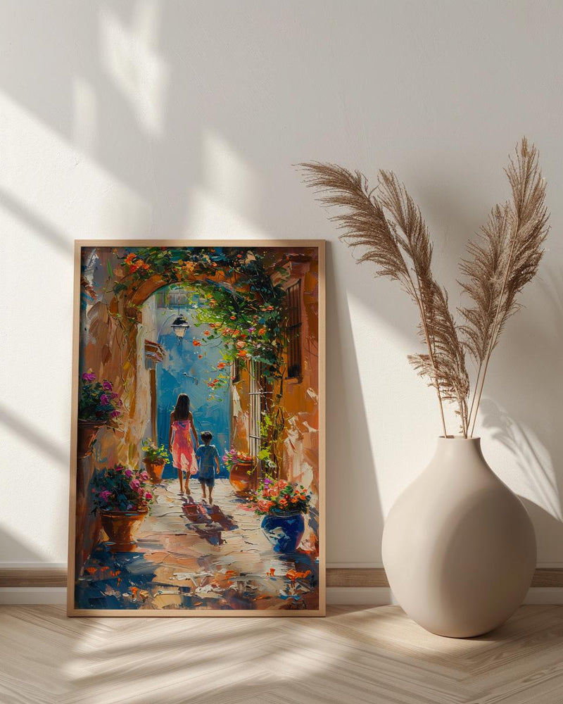 Seville Spain Art Print, Mothers Day Gift From Son, Andalusian Courtyard Decor, Mom And Son Poster, Shipped Wall Art