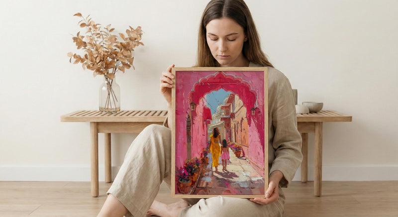 Jaipur India Art Print, Mothers Day Gift From Daughter, Pink City Wall Art, Mother Daughter Poster, Shipped Wall Art