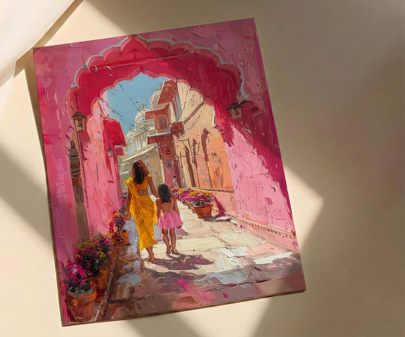 Jaipur India Art Print, Mothers Day Gift From Daughter, Pink City Wall Art, Mother Daughter Poster, Shipped Wall Art