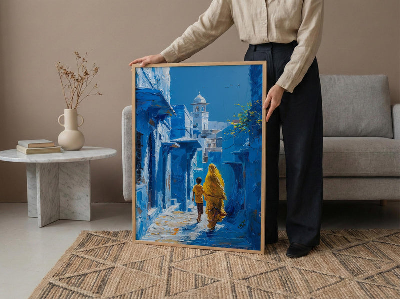 Jodhpur India Print, Blue City Wall Art, Mothers Day Gift From Son, Mom And Son Poster, Museum Quality Decor