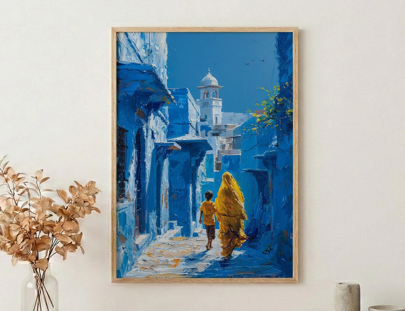 Jodhpur India Print, Blue City Wall Art, Mothers Day Gift From Son, Mom And Son Poster, Museum Quality Decor