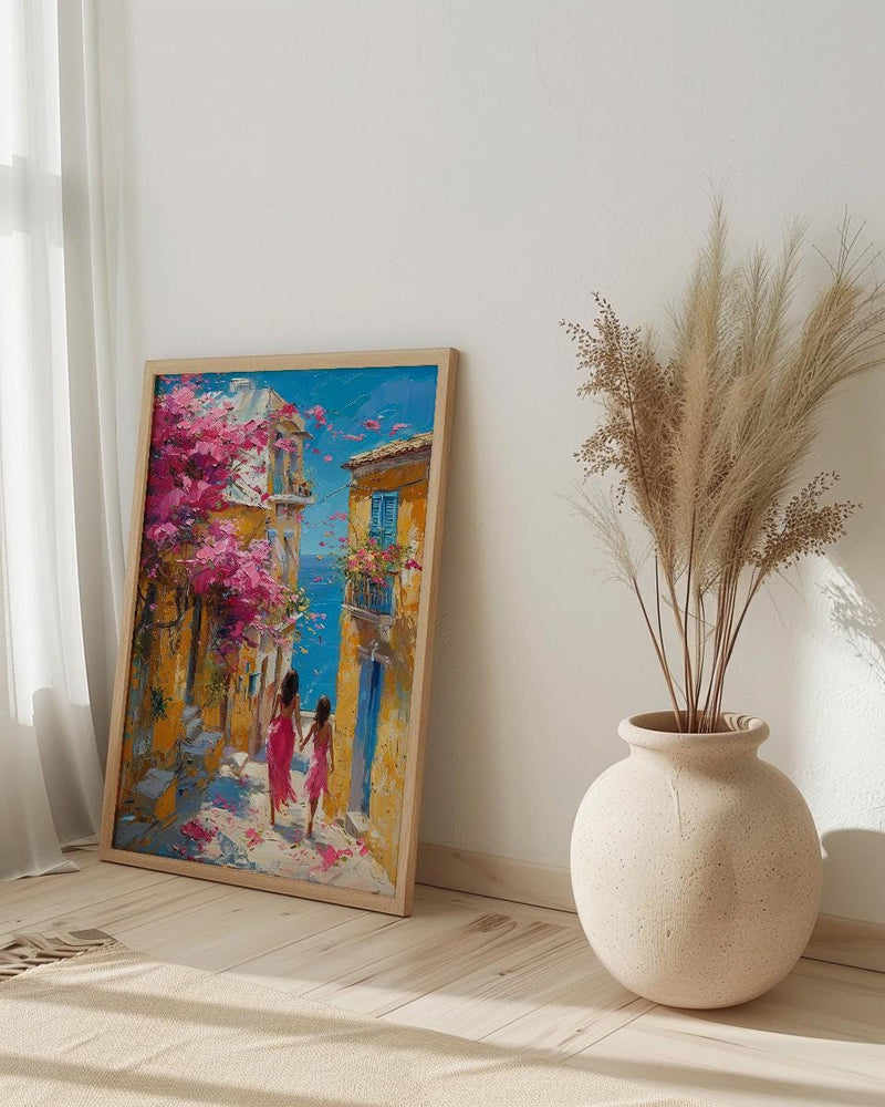 Pondicherry Art Print, India French Quarter Decor, Mothers Day Gift From Daughter, Mother Daughter Poster, Shipped Wall Art