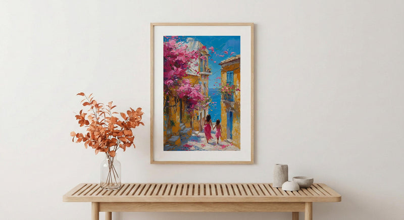 Pondicherry Art Print, India French Quarter Decor, Mothers Day Gift From Daughter, Mother Daughter Poster, Shipped Wall Art