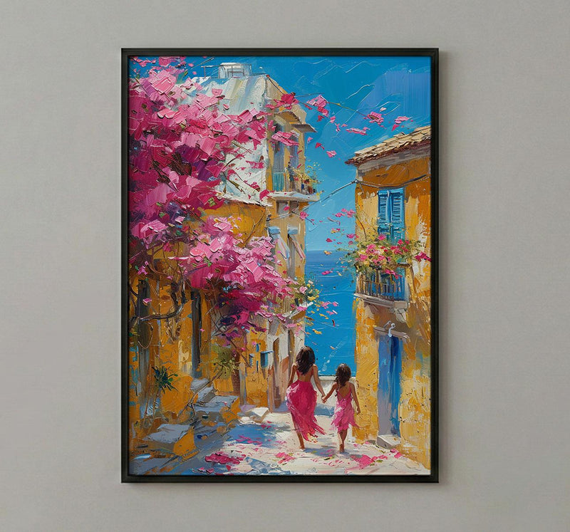Pondicherry Art Print, India French Quarter Decor, Mothers Day Gift From Daughter, Mother Daughter Poster, Shipped Wall Art