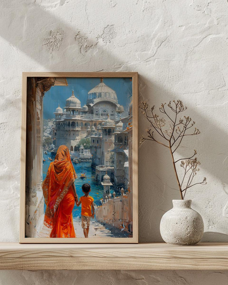 Udaipur India Print, White City Wall Art, Mothers Day Gift From Son, Mom And Son Poster, Museum Quality Decor