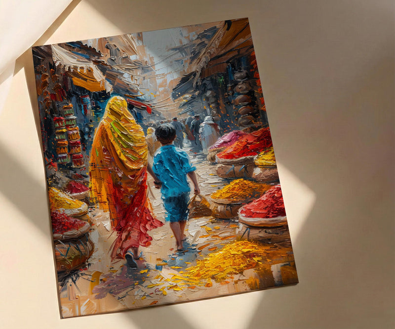 Old Delhi Print, Spice Market Wall Art, Mothers Day Gift From Son, Museum Quality Decor, Mom And Son Poster