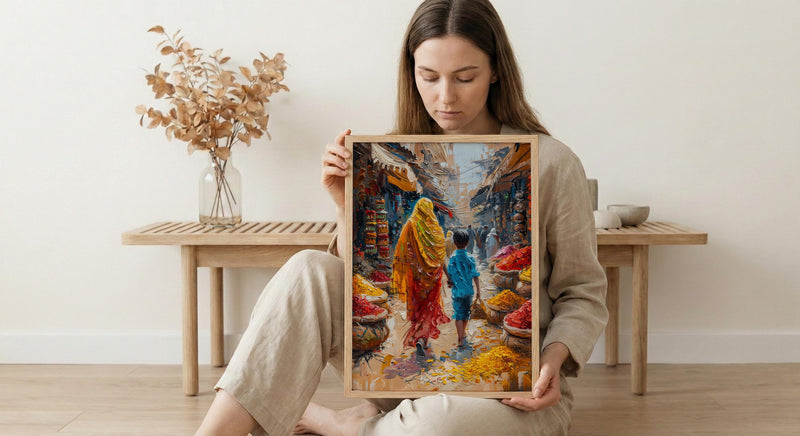 Old Delhi Print, Spice Market Wall Art, Mothers Day Gift From Son, Museum Quality Decor, Mom And Son Poster