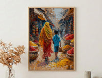 Old Delhi Print, Spice Market Wall Art, Mothers Day Gift From Son, Museum Quality Decor, Mom And Son Poster