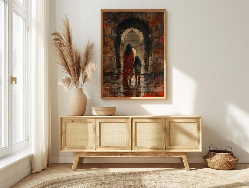 Agra India Art Print, Red Sandstone Wall Art, Mothers Day Gift From Daughter, Mother Daughter Poster, Shipped Wall Art