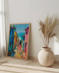 Goa India Art Print, Colorful Street Poster, Mothers Day Gift From Son, Mom And Son Wall Art, Museum Quality Decor
