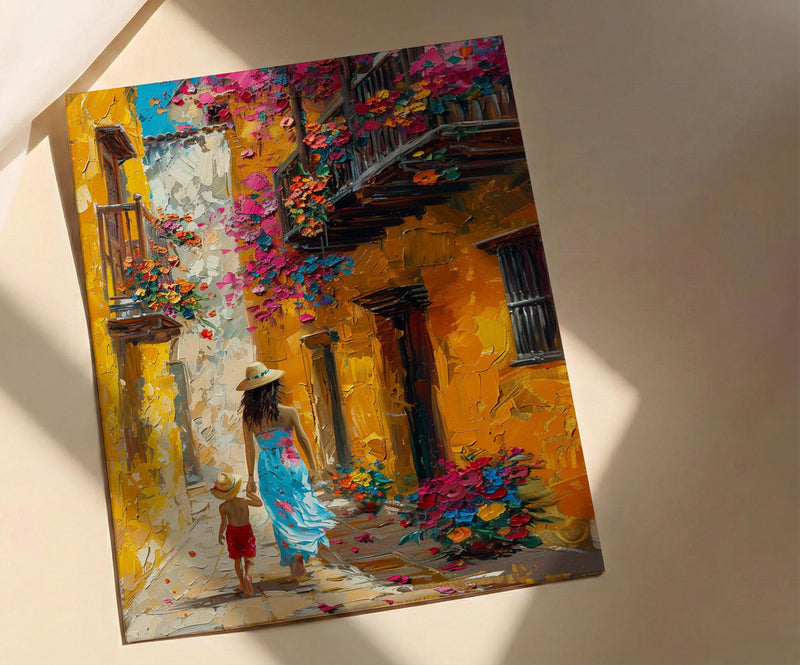 Cartagena Colombia Print, Mothers Day Gift From Son, Colonial Street Wall Art, Mom And Son Poster, Museum Quality Decor
