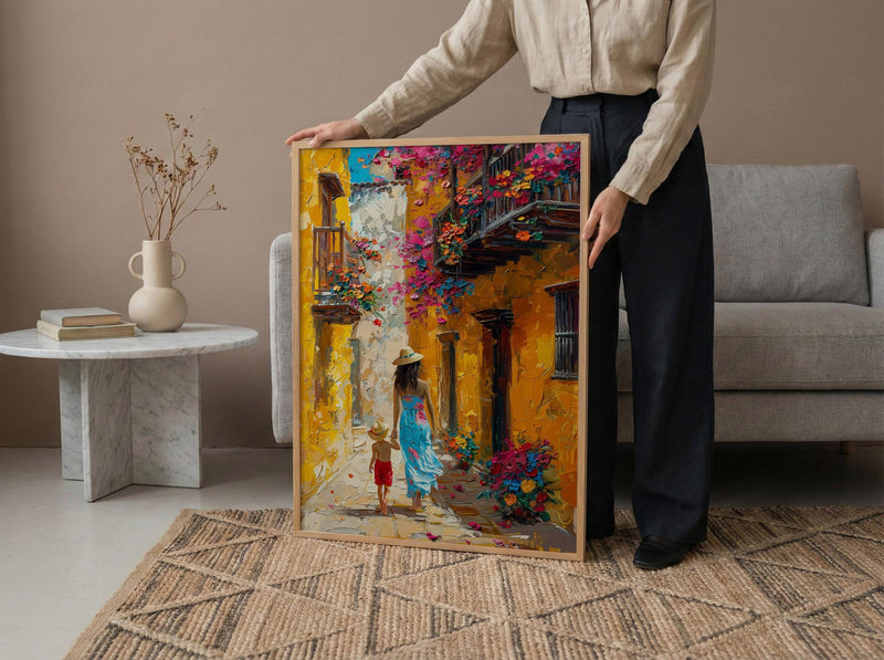 Cartagena Colombia Print, Mothers Day Gift From Son, Colonial Street Wall Art, Mom And Son Poster, Museum Quality Decor