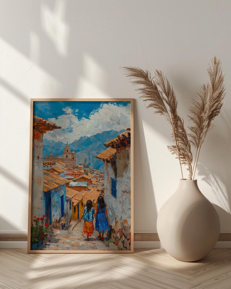 Cusco Peru Art Print, Andean Street Wall Art, Mothers Day Gift From Daughter, Mother Daughter Poster, Shipped Wall Art