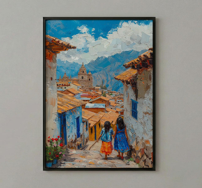 Cusco Peru Art Print, Andean Street Wall Art, Mothers Day Gift From Daughter, Mother Daughter Poster, Shipped Wall Art