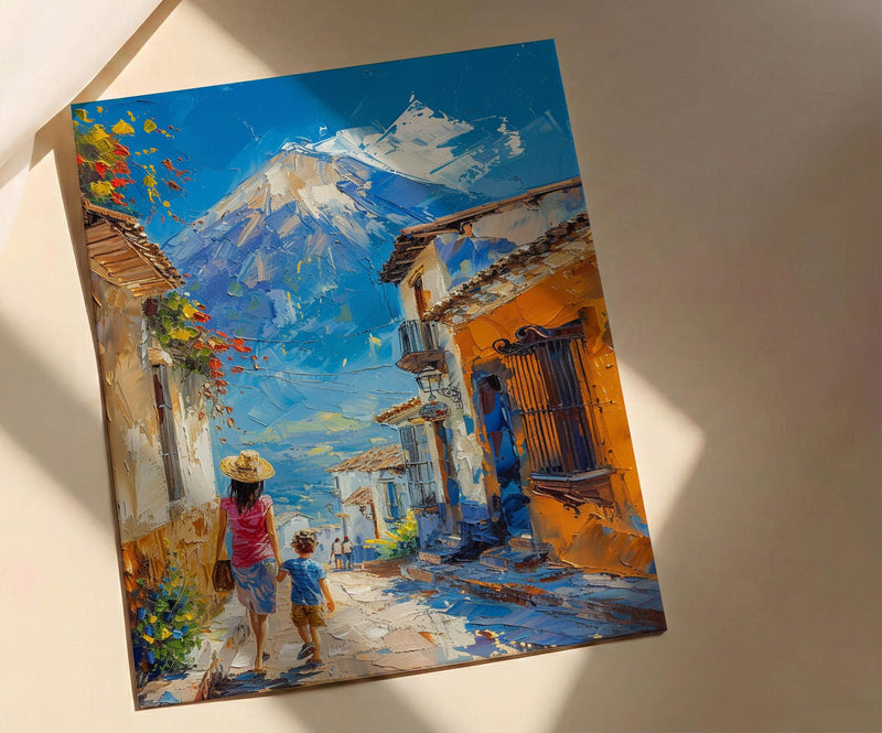 Antigua Guatemala Print, Mothers Day Gift From Son, Colonial House Wall Art, Mom And Son Poster, Museum Quality Decor
