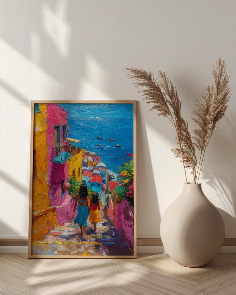 Valparaiso Chile Print, Colorful Stairs Wall Art, Mothers Day Gift From Daughter, Mother Daughter Poster, Shipped Wall Art