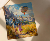 Cappadocia Turkey Art Print, Mothers Day Gift From Daughter, Hot Air Balloon Wall Art, Mother Daughter Poster, Shipped Wall Art