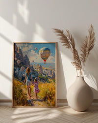 Cappadocia Turkey Art Print, Mothers Day Gift From Daughter, Hot Air Balloon Wall Art, Mother Daughter Poster, Shipped Wall Art