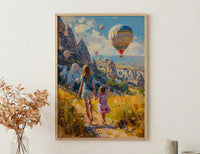 Cappadocia Turkey Art Print, Mothers Day Gift From Daughter, Hot Air Balloon Wall Art, Mother Daughter Poster, Shipped Wall Art