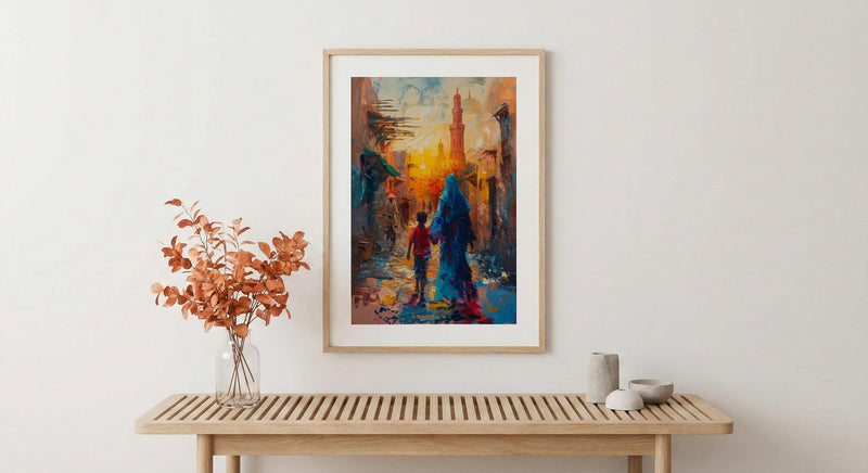Dubai Al Fahidi Print, UAE Historic Wall Art, Mothers Day Gift From Son, Mom And Son Poster, Museum Quality Decor