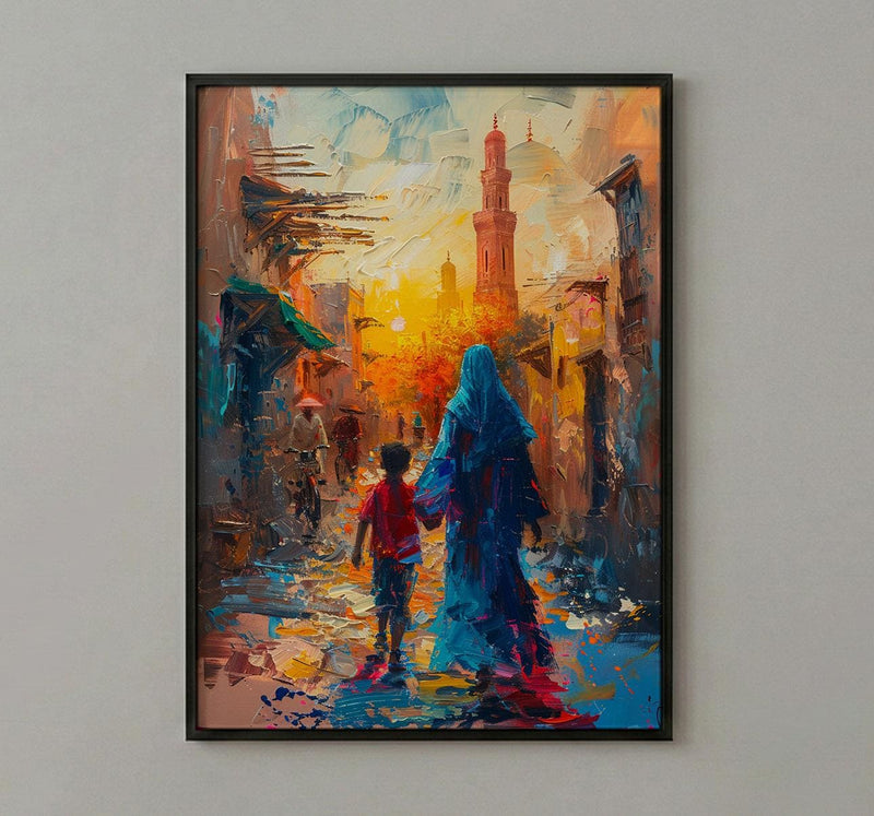 Dubai Al Fahidi Print, UAE Historic Wall Art, Mothers Day Gift From Son, Mom And Son Poster, Museum Quality Decor