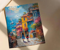 Istanbul Balat Print, Colorful House Wall Art, Mothers Day Gift From Daughter, Mother Daughter Poster, Shipped Wall Art