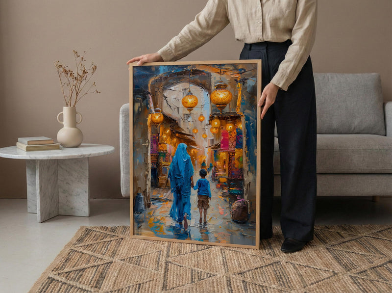Doha Qatar Art Print, Souq Waqif Wall Decor, Mothers Day Gift From Son, Mom And Son Poster, Museum Quality Decor