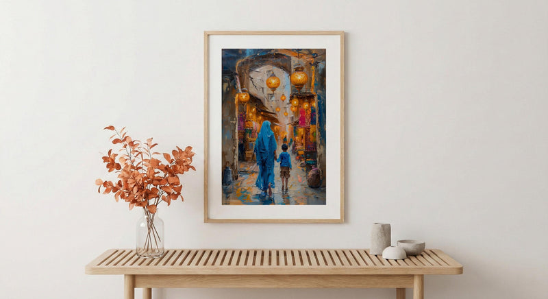 Doha Qatar Art Print, Souq Waqif Wall Decor, Mothers Day Gift From Son, Mom And Son Poster, Museum Quality Decor