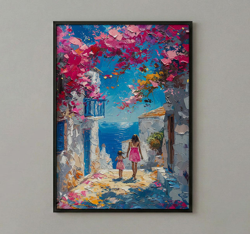 Alacati Turkey Print, Aegean Coastal Wall Art, Mothers Day Gift From Daughter, Mother Daughter Poster, Museum Quality Decor