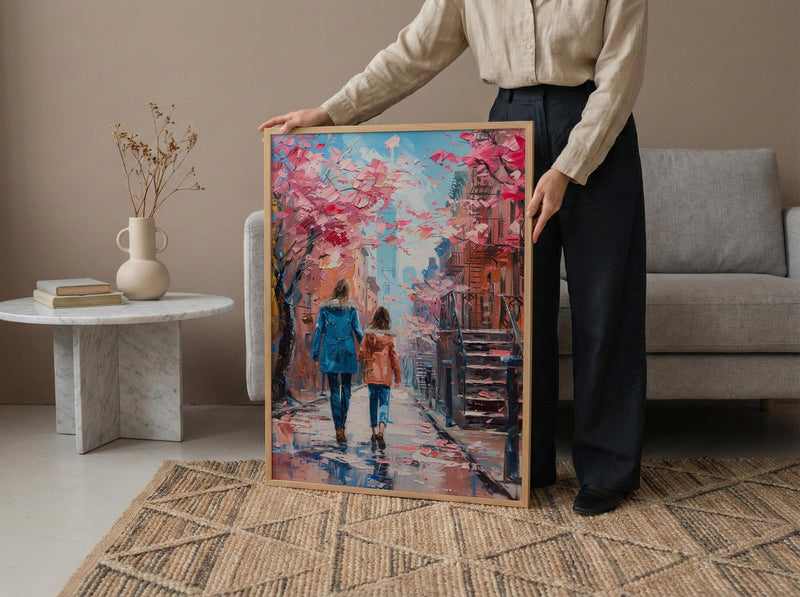 New York West Village Print, Mothers Day Gift From Daughter, NYC Brownstone Wall Art, Mother Daughter Poster, Shipped Wall Art