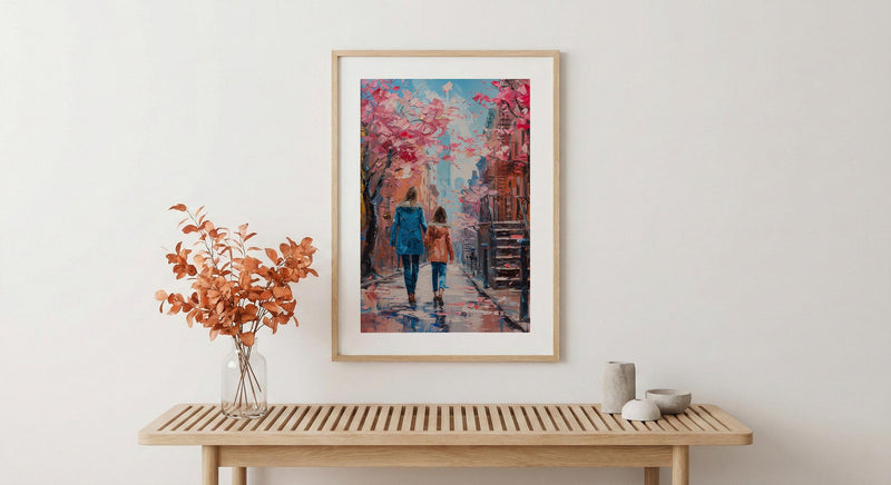 New York West Village Print, Mothers Day Gift From Daughter, NYC Brownstone Wall Art, Mother Daughter Poster, Shipped Wall Art