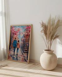 New York West Village Print, Mothers Day Gift From Daughter, NYC Brownstone Wall Art, Mother Daughter Poster, Shipped Wall Art
