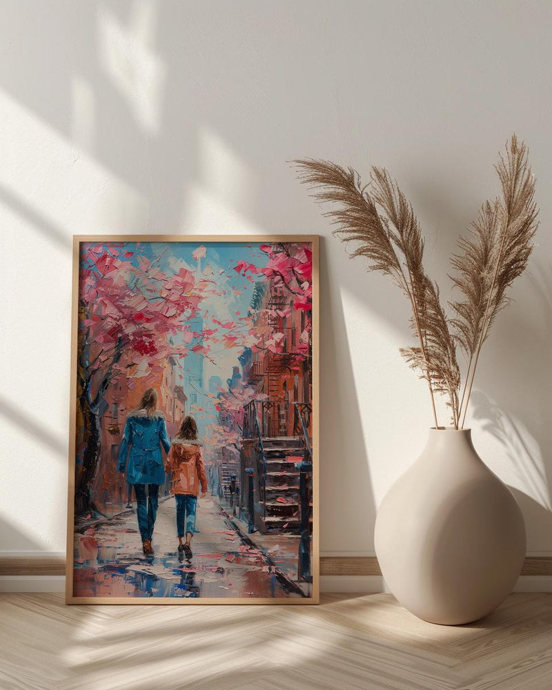 New York West Village Print, Mothers Day Gift From Daughter, NYC Brownstone Wall Art, Mother Daughter Poster, Shipped Wall Art