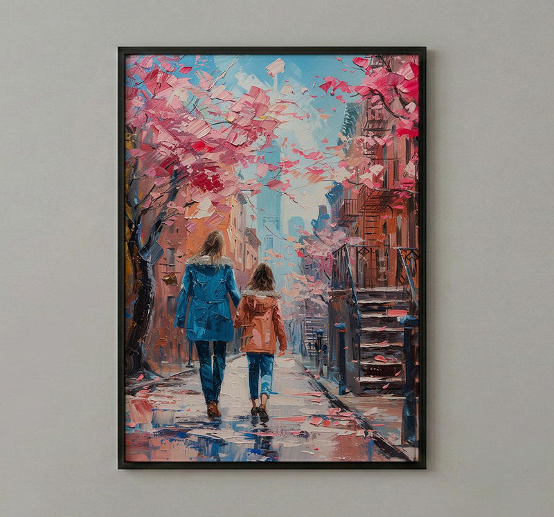 New York West Village Print, Mothers Day Gift From Daughter, NYC Brownstone Wall Art, Mother Daughter Poster, Shipped Wall Art