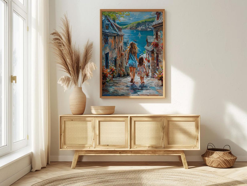 Quebec City Art Print, Petit Champlain Wall Decor, Mothers Day Gift From Daughter, Mother Daughter Poster, Shipped Wall Art
