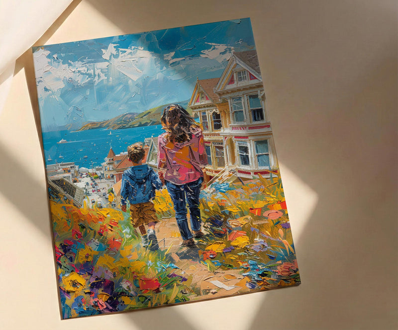 San Francisco Painted Ladies Print, Mothers Day Gift From Son, Mom And Son Poster, Museum Quality Decor, Shipped Wall Art