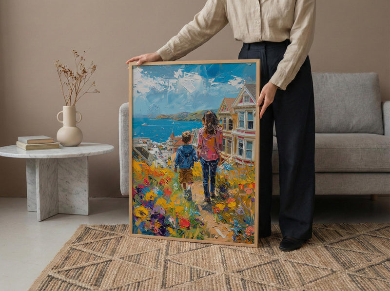 San Francisco Painted Ladies Print, Mothers Day Gift From Son, Mom And Son Poster, Museum Quality Decor, Shipped Wall Art
