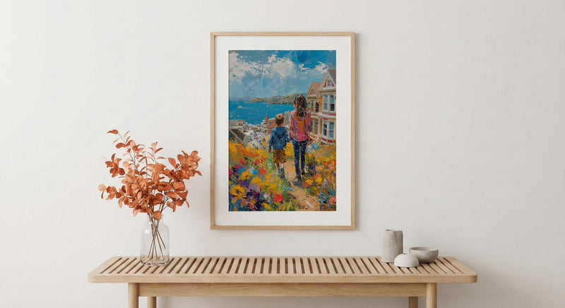 San Francisco Painted Ladies Print, Mothers Day Gift From Son, Mom And Son Poster, Museum Quality Decor, Shipped Wall Art
