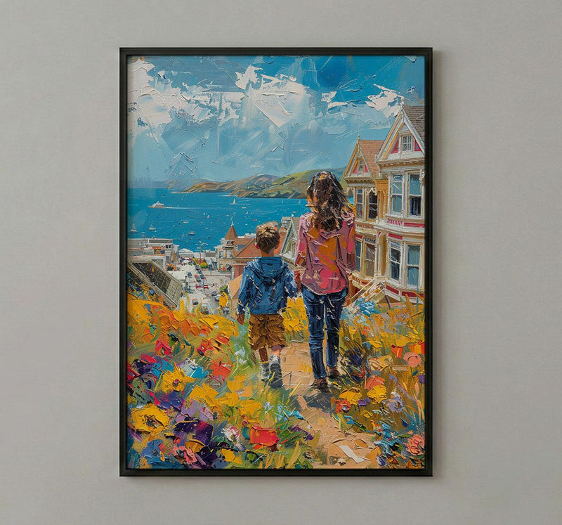 San Francisco Painted Ladies Print, Mothers Day Gift From Son, Mom And Son Poster, Museum Quality Decor, Shipped Wall Art