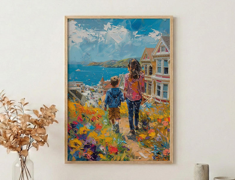 San Francisco Painted Ladies Print, Mothers Day Gift From Son, Mom And Son Poster, Museum Quality Decor, Shipped Wall Art