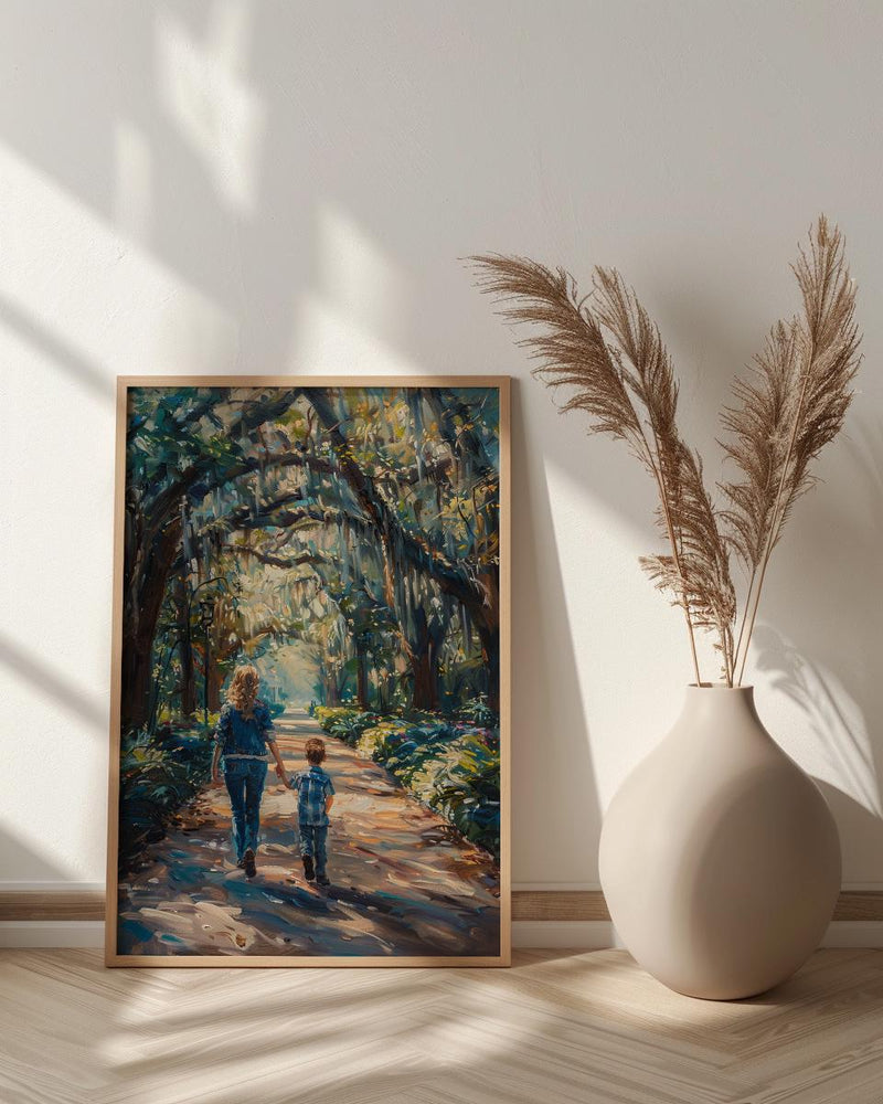 Savannah Forsyth Park Print, Southern Oak Tree Wall Art, Mothers Day Gift From Son, Mom And Son Poster, Museum Quality Decor