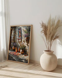 Turkish Rug Art, Kilim Wall Decor, Rustic Stone Print, Impasto Oil Painting, Boho Texture, Copper Pot, Kitchen