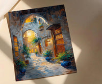 Dubai Wall Art, Old Town Print, Middle Eastern Decor, Impasto Oil Painting, Wind Tower, Golden Hour, Travel Gift