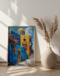 Egypt Wall Art, Nubian House Print, Colorful Aswan, Impasto Oil Painting, Geometric Pattern, African Boho