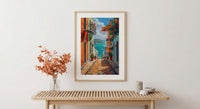 Puerto Rico Wall Art, Old San Juan Print, Colorful Street, Impasto Oil Painting, Orange House Decor, Caribbean Gift