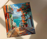 Puerto Rico Wall Art, Old San Juan Print, Colorful Street, Impasto Oil Painting, Orange House Decor, Caribbean Gift