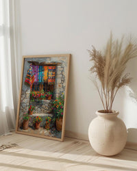 Guatemala Wall Art, Textile Pattern Print, Colorful Window, Impasto Oil Painting, Boho Cultural Art, Travel Gift