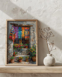 Guatemala Wall Art, Textile Pattern Print, Colorful Window, Impasto Oil Painting, Boho Cultural Art, Travel Gift
